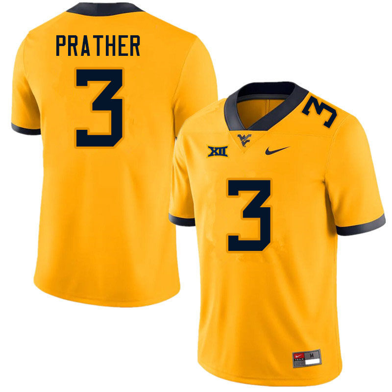 Men #3 Kaden Prather West Virginia Mountaineers College Football Jerseys Sale-Gold - Click Image to Close